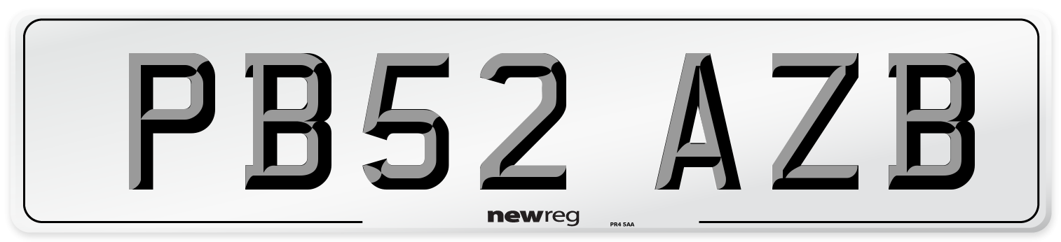 PB52 AZB Number Plate from New Reg